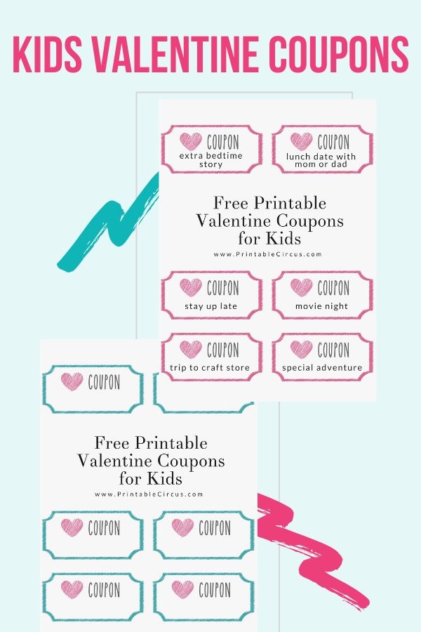 Download and print these FREE Valentine coupons for kids. You can either print the pre-written ones, or fill in your own coupons with your own experiences and rewards.