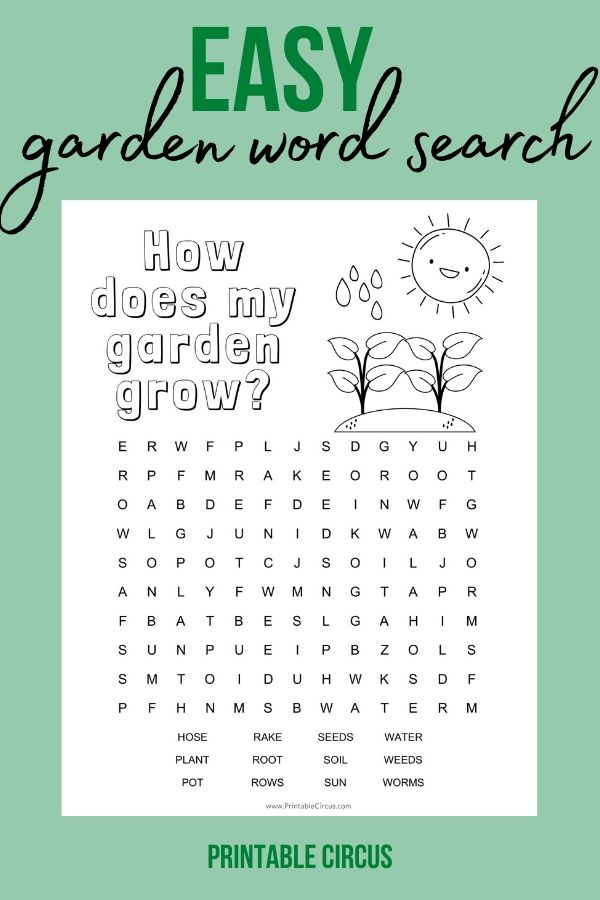 Grab this FREE printable EASY gardening word search puzzle that you can download and print off to play and enjoy right away. Fun coloring page printable PDF word search puzzle for kids.