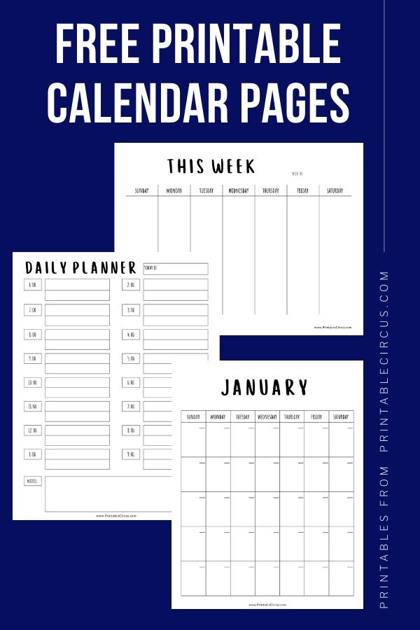 grab these FREE printable calendar pages - simple, black and white printable schedules to help plan your week, day, and month.