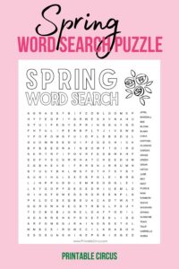 Spring Word Search Puzzles - Printable Circus