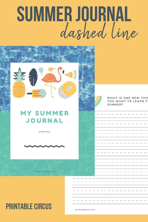 Summer Writing Journal for Kids - dashed line