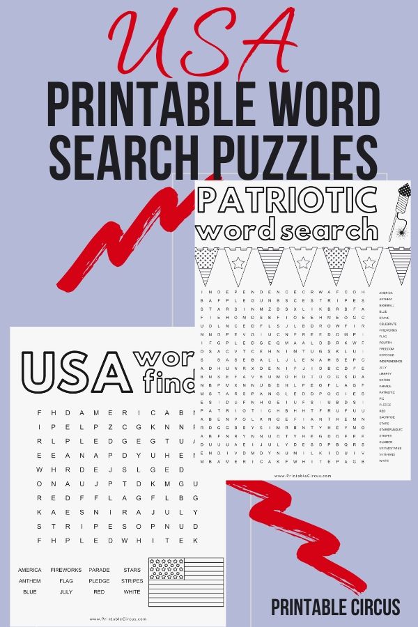 Patriotic Word Search Puzzles - FREE Printable PDFs - Printable Circus