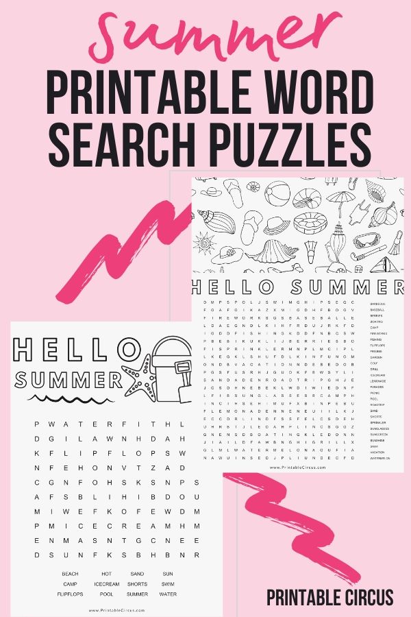 Download and print these FREE printable summer word search puzzles. They're in PDF form so you can play and enjoy right away. Fun printable summer word find games.