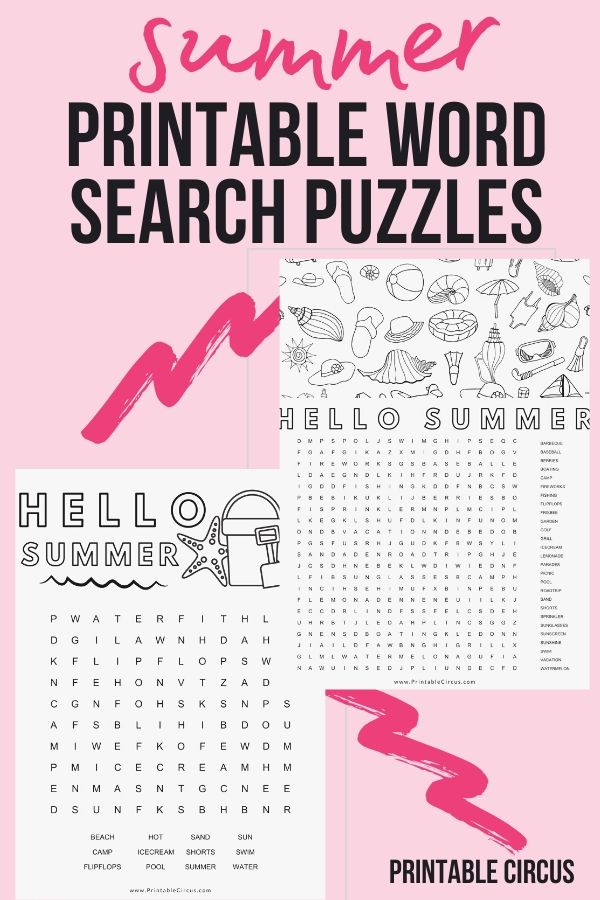 Kids word puzzle games - free printable