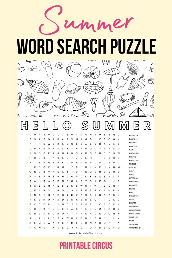 Grab this FREE printable summer word search puzzle that you can download and print off to play and enjoy right away. Fun printable PDF word search puzzle for summer.