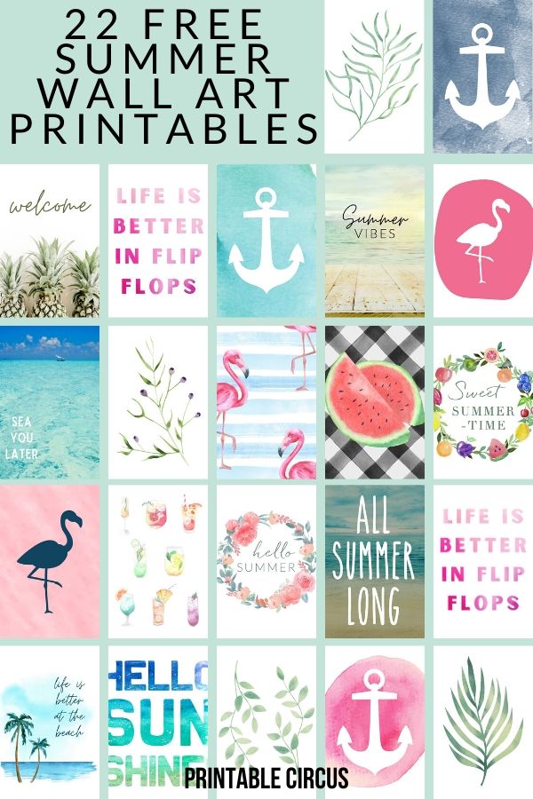 Update your home decor with these totally FREE summer wall art printables. Ready to download in PDF format. Use in summer gallery walls, craft projects, and more!