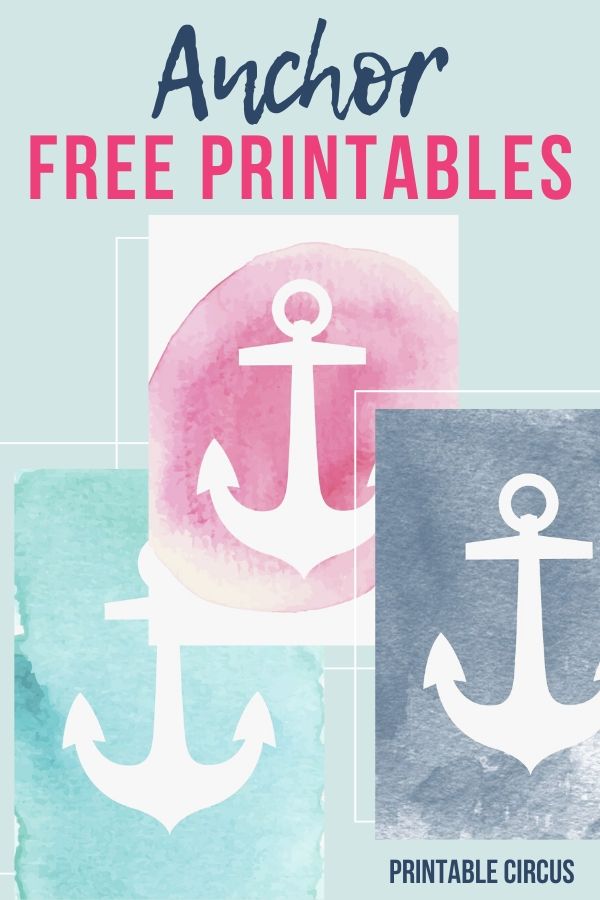 watercolor anchor free printables - grab these three colorful anchor printables in pink, navy blue, and teal. Perfect for summer home decor and gallery walls